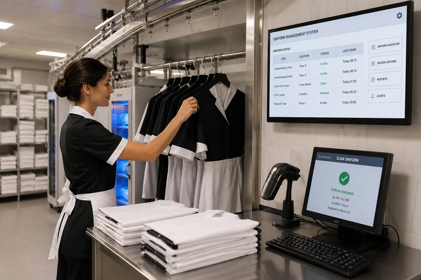 Almacenamiento y entrega de uniformes